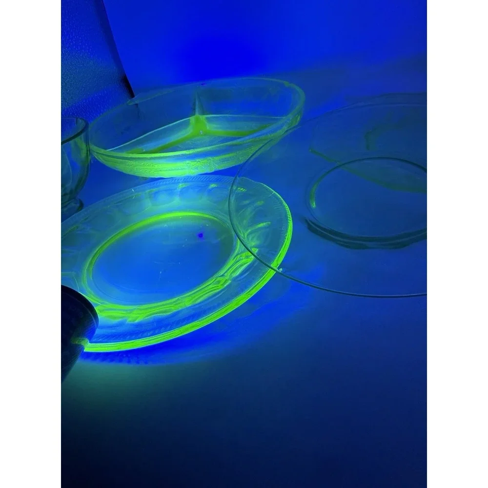 Vintage Uranium Green Depression Glass Mixed Lot  UV Glow (imperfections-read)